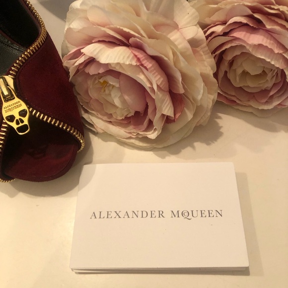 Alexander McQueen Skull Zipper Detail Peep Toe Pumps in Nubuck Leather - Picture 4 of 14